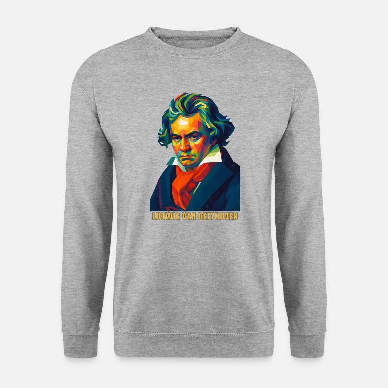 WPAP Polygon Portrait Ludwig van Beethoven - Sweat-shirt Unisexe - gris chiné