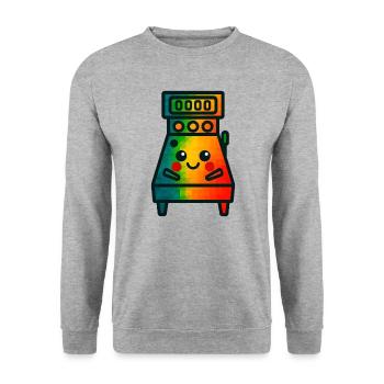WPAP Polygon Kawaii Stil Baby Flipperautomat - Unisex Pullover - Weißgrau meliert - Vorne - Alina (178cm) & Michal (187cm)