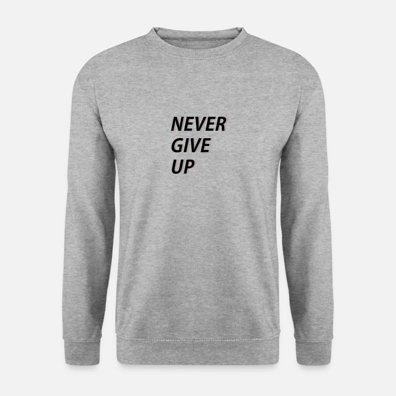 Never give up! - Unisex Pullover - Weißgrau meliert