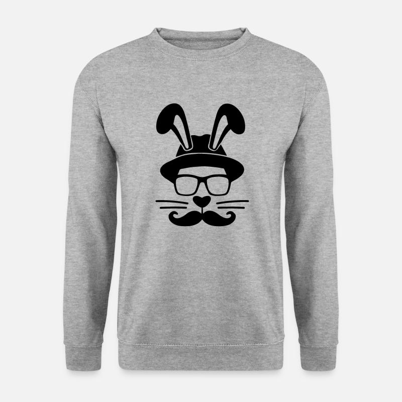 Hipster Easter Frohe Ostern Hase Kaninchen - Unisex Pullover - Weißgrau meliert