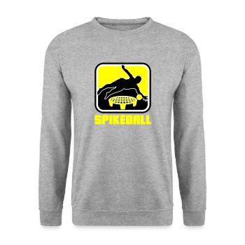 Farben änderbar | Spikeball Roundnet Fun - Unisex Pullover - Weißgrau meliert - Vorne - Alina (178cm) & Michal (187cm)