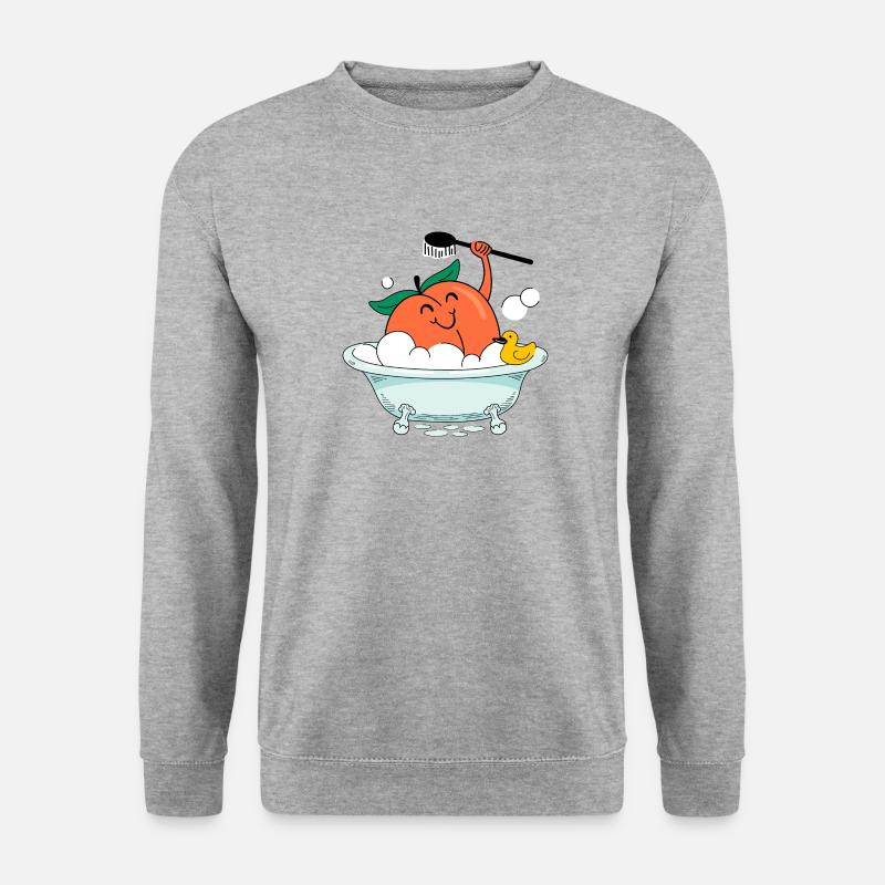 Pfirsich - Unisex Pullover - Weißgrau meliert