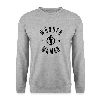 WONDER MAMAN - Sweat-shirt Unisexe - gris chiné - Devant - Alina (178cm) & Michal (187cm)