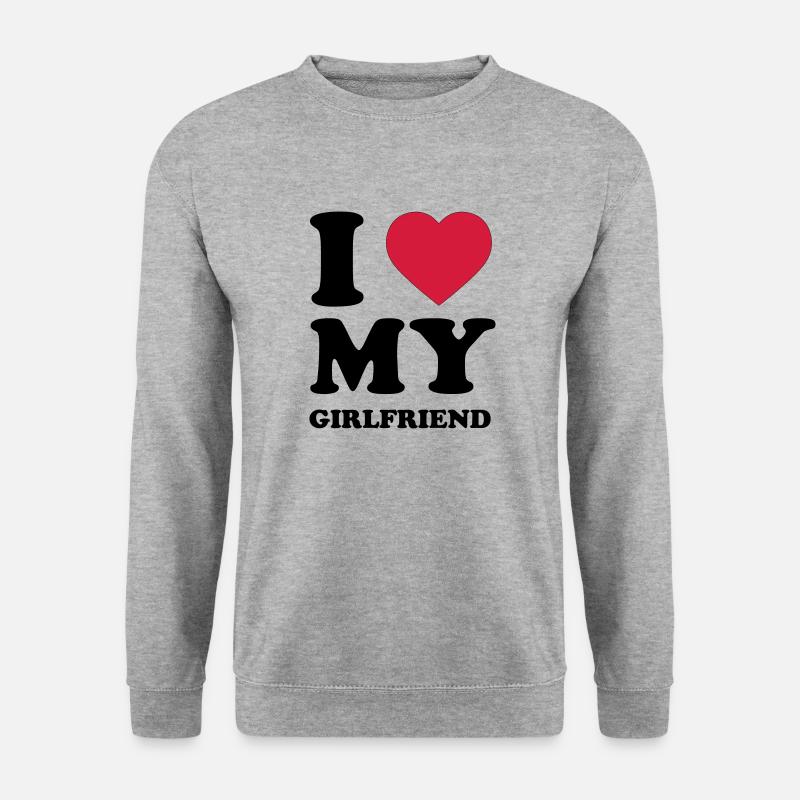 I Love my Girlfriend - Unisex Pullover - Weißgrau meliert