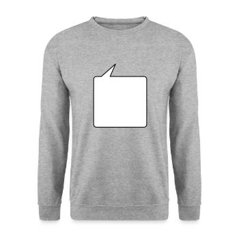 Sprechblase eckig mittel 2c - Unisex Pullover - Weißgrau meliert - Vorne - Alina (178cm) & Michal (187cm)