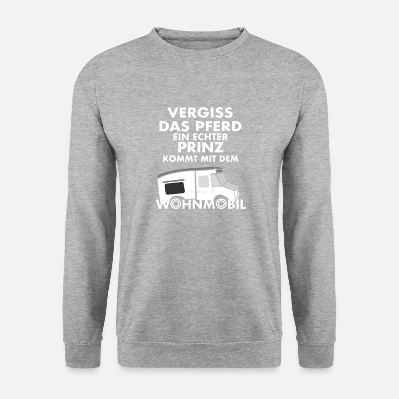 Vergiss das Pferd - Prinz kommt mit Wohnmobil - Unisex Pullover - Weißgrau meliert