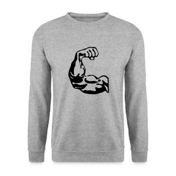 Bodybuilder biceps - Unisex Sweatshirt - salt & pepper - Front - Alina (178cm) & Michal (187cm)