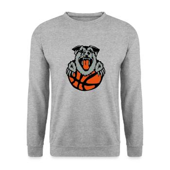 basketball club logo dog dog hund2 - Unisex Sweatshirt - salt & pepper - Front - Alina (178cm) & Michal (187cm)