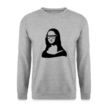 Mona Lisa-Das Geheimnis ihres Lächelns-neue Brille - Unisex Sweatshirt - salt & pepper - Front - Alina (178cm) & Michal (187cm)