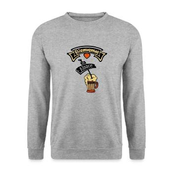 alsace bienvenue biere alcool humour region - Sweat-shirt Unisexe - gris chiné - Devant - Alina (178cm) & Michal (187cm)