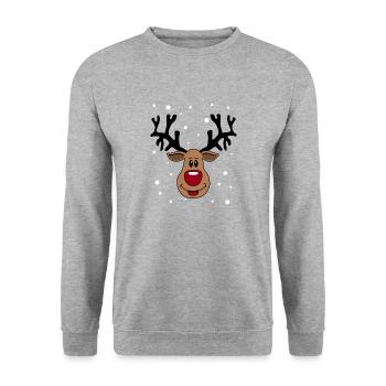 Rudolf le renne du Père Noël - Sweat-shirt Unisexe - gris chiné - Devant - Alina (178cm) & Michal (187cm)