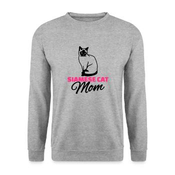 Siamkatze - Unisex Pullover - Weißgrau meliert - Vorne - Alina (178cm) & Michal (187cm)