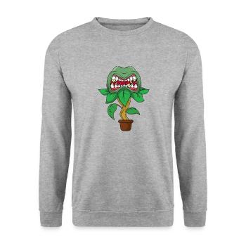 Scary carnivorous plant - Unisex Sweatshirt - salt & pepper - Front - Alina (178cm) & Michal (187cm)