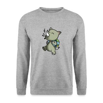 Fröhlicher Tier Schulanfänger - Unisex Pullover - Weißgrau meliert - Vorne - Alina (178cm) & Michal (187cm)