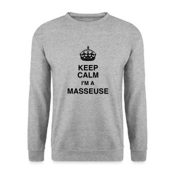 Massage / Masseur / Masseuse / Métier / Job - Sweat-shirt Unisexe - gris chiné - Devant - Alina (178cm) & Michal (187cm)