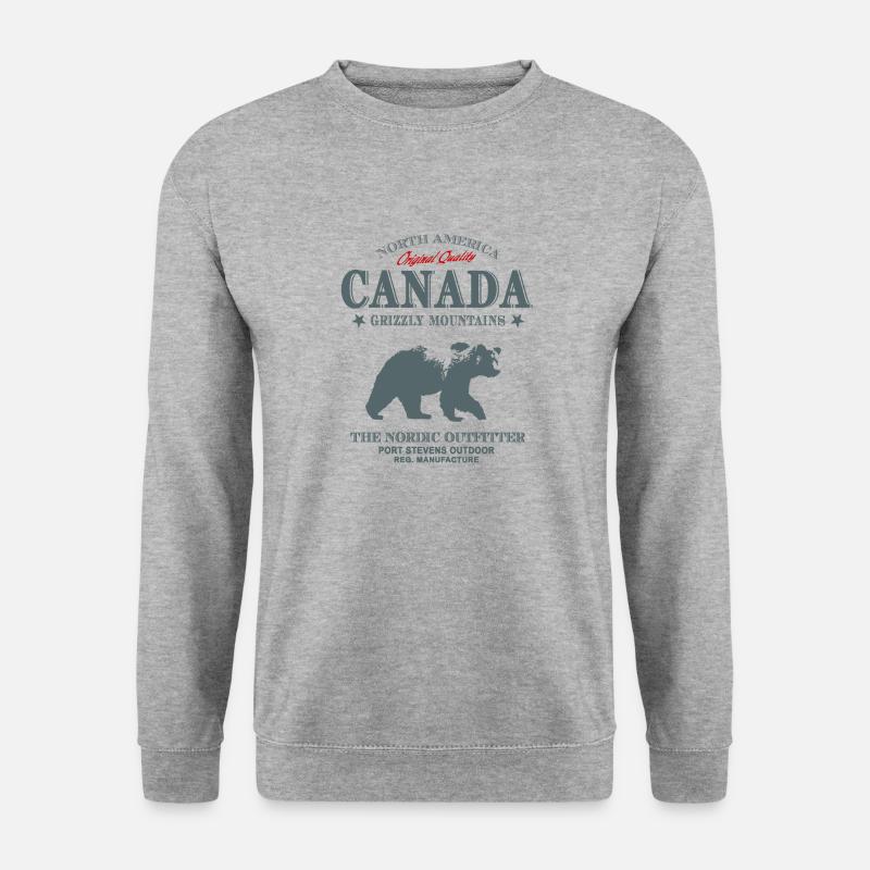 Canada - Grizzly Bear - Unisex Pullover - Weißgrau meliert