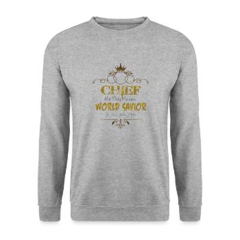 Chief World Savior - Unisex Sweatshirt - salt & pepper - Front - Alina (178cm) & Michal (187cm)