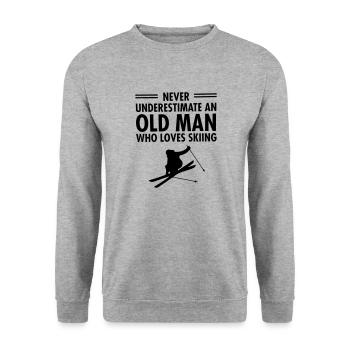 Never Underestimate An Old Man Who Loves Skiing - Unisex Sweatshirt - salt & pepper - Front - Alina (178cm) & Michal (187cm)
