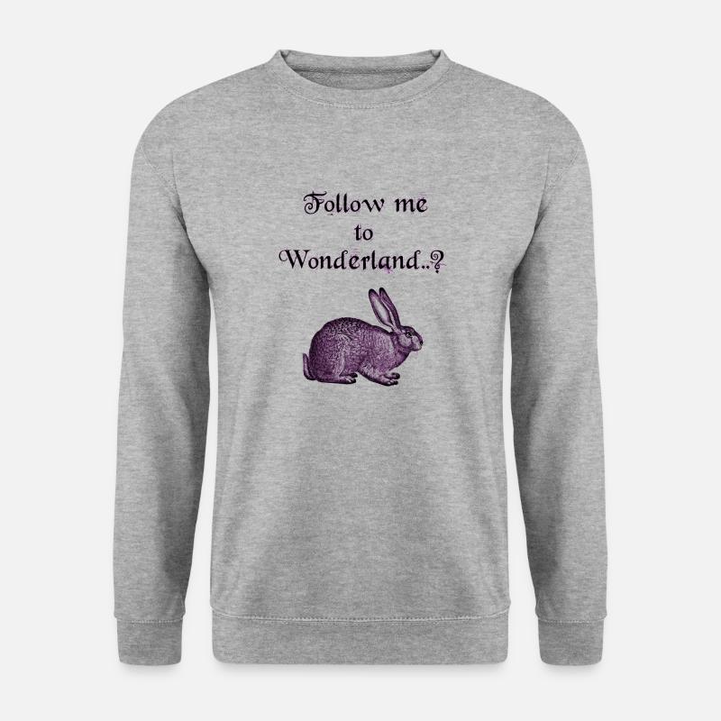 Follow me to Wonderland..? - Unisex Pullover - Weißgrau meliert