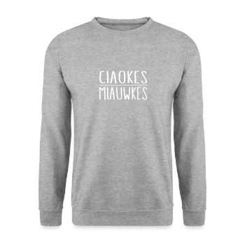 Ciaokes Miauwkes - Sweat-shirt Unisexe - gris chiné - Devant - Alina (178cm) & Michal (187cm)