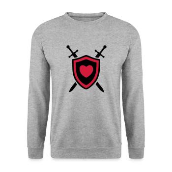 L'amour pour le bouclier courageux2 - Sweat-shirt Unisexe - gris chiné - Devant - Alina (178cm) & Michal (187cm)