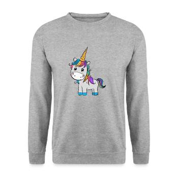 Licorne - Sweat-shirt Unisexe - gris chiné - Devant - Alina (178cm) & Michal (187cm)