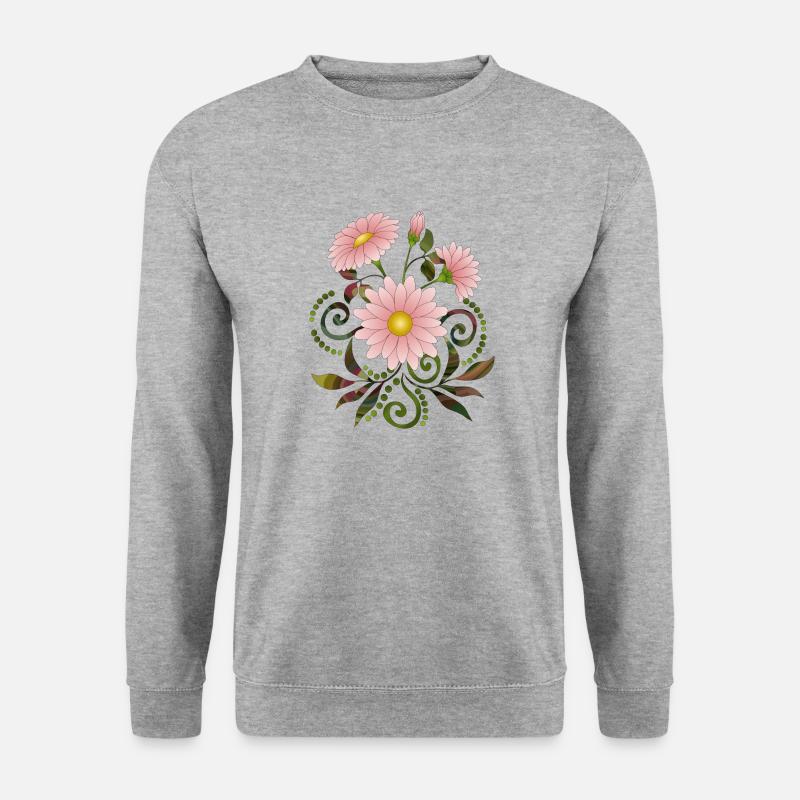 Blumen - Unisex Pullover - Weißgrau meliert