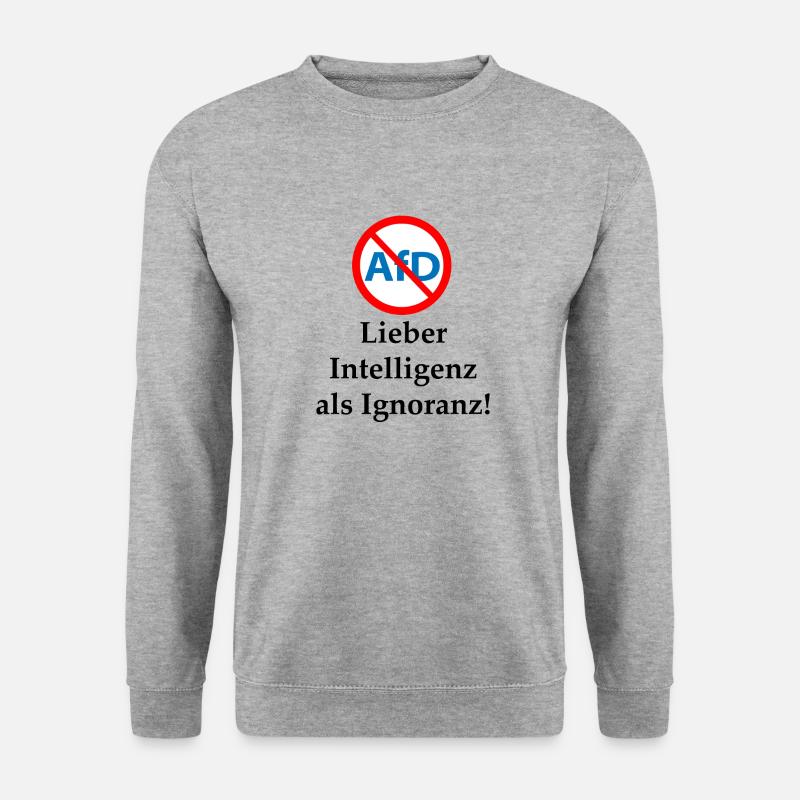 Gegen AfD! Intelligenz statt Ignoranz - Unisex Pullover - Weißgrau meliert