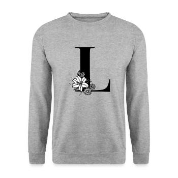 Letter L - Unisex Sweatshirt - salt & pepper - Front - Alina (178cm) & Michal (187cm)