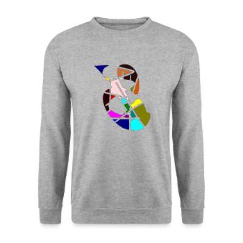 colorized line art design - Unisex Sweatshirt - salt & pepper - Front - Alina (178cm) & Michal (187cm)