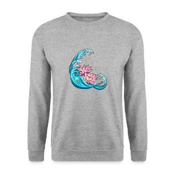 Lotus Blume Tattoo Seerosen - Unisex Pullover - Weißgrau meliert - Vorne - Alina (178cm) & Michal (187cm)
