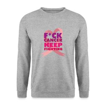 cancer keep fighting kampf krebs rosa schleife - Unisex Pullover - Weißgrau meliert - Vorne - Alina (178cm) & Michal (187cm)
