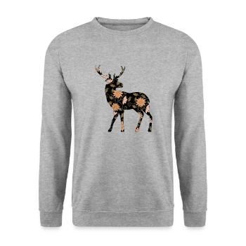 Hirsch - Unisex Pullover - Weißgrau meliert - Vorne - Alina (178cm) & Michal (187cm)