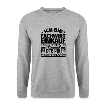 Fachwirt Einkauf Geschenk lustig Himmel Hölle - Unisex Pullover - Weißgrau meliert - Vorne - Alina (178cm) & Michal (187cm)