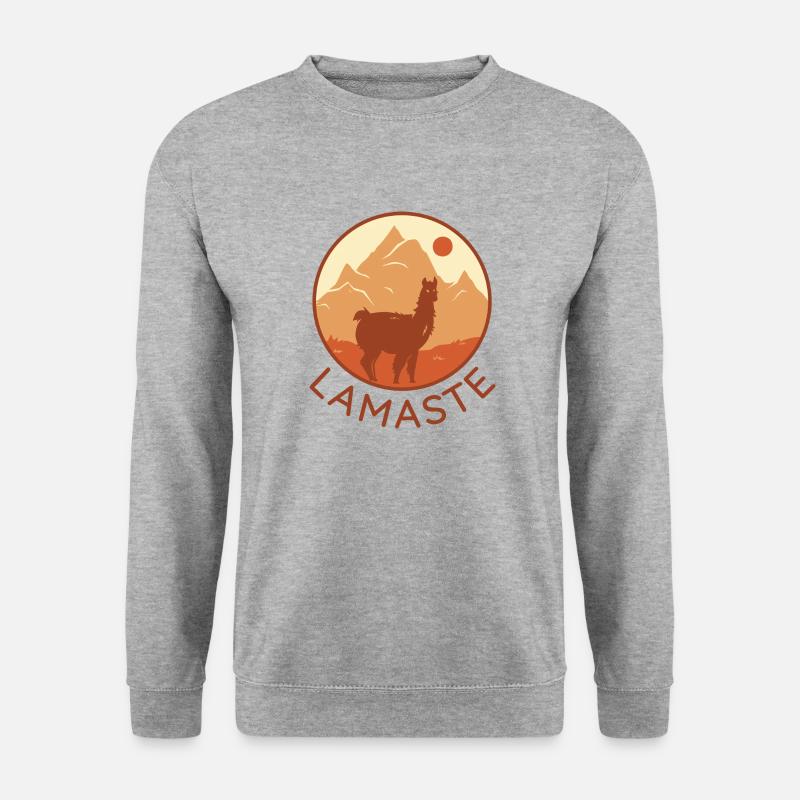 Lama Namaste Retro Tibet - Unisex Pullover - Weißgrau meliert