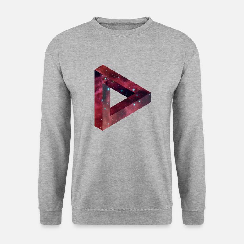 Dreieck Illusion im Galaxy Stil - Unisex Pullover - Weißgrau meliert