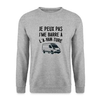 Je peux pas A van ture cadeau humour van camping - Sweat-shirt Unisexe - gris chiné - Devant - Alina (178cm) & Michal (187cm)