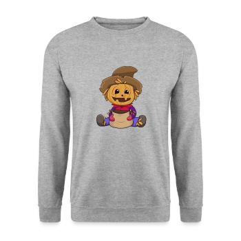 Cute Pumpkin Halloween Scarecrow - Unisex Sweatshirt - salt & pepper - Front - Alina (178cm) & Michal (187cm)