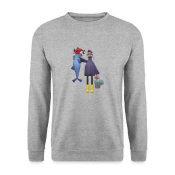Angeln Angler Fischer Fisch Lustig - Unisex Pullover - Weißgrau meliert - Vorne - Alina (178cm) & Michal (187cm)