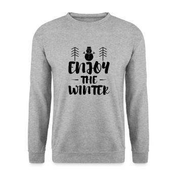 J’aime l’hiver, la neige, le froid et le bonhomme de neige - Sweat-shirt Unisexe - gris chiné - Devant - Alina (178cm) & Michal (187cm)