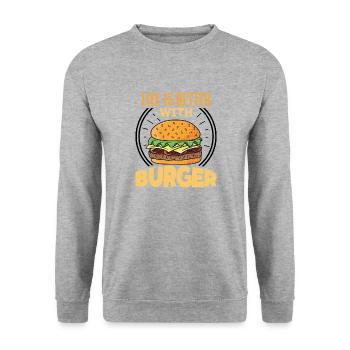 Cheat Day Burrito Burger Fast Food Pizza - Unisex Sweatshirt - salt & pepper - Front - Alina (178cm) & Michal (187cm)