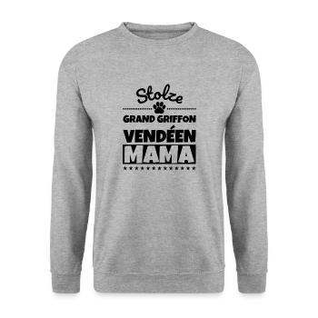 Stolze Grand Griffon Vendéen Mama - Unisex Pullover - Weißgrau meliert - Vorne - Alina (178cm) & Michal (187cm)