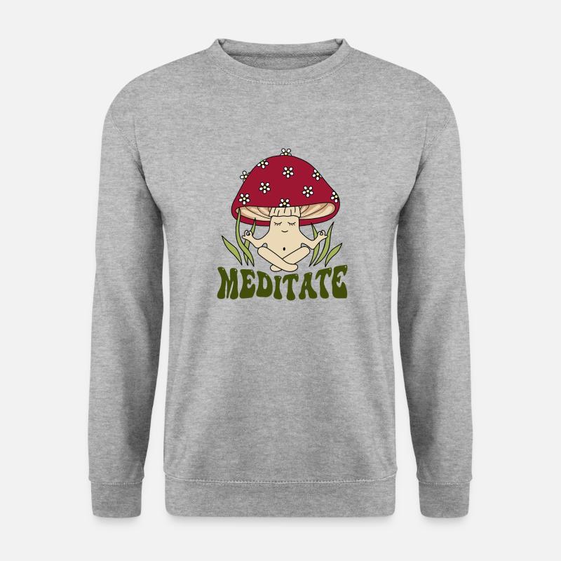 Pilz meditieren - Unisex Pullover - Weißgrau meliert