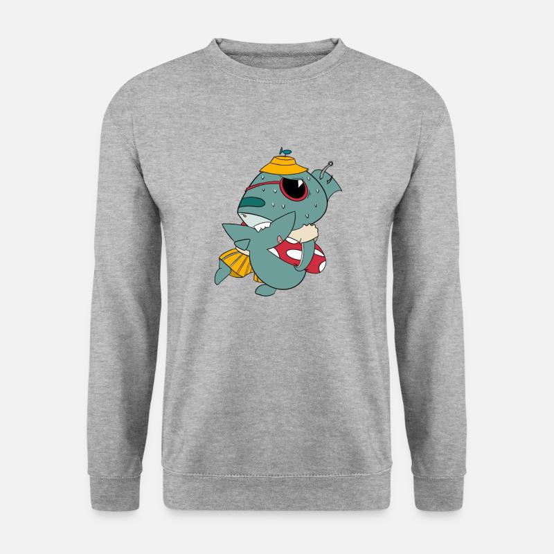 Franky der Hai - Unisex Pullover - Weißgrau meliert