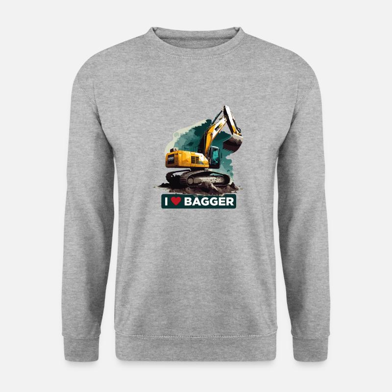 I Love Bagger, - Unisex Pullover - Weißgrau meliert