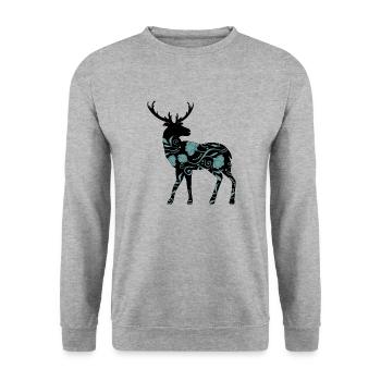 Deer - Unisex Sweatshirt - salt & pepper - Front - Alina (178cm) & Michal (187cm)