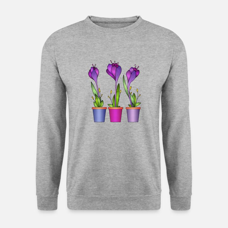 Blumen - Unisex Pullover - Weißgrau meliert