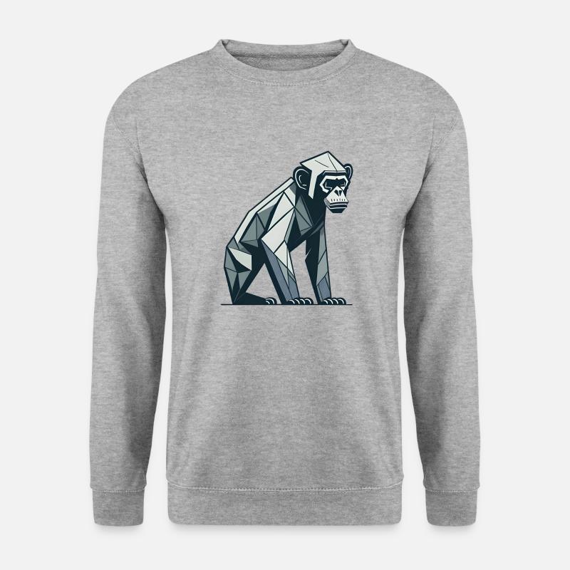 Polygon-Affe - Unisex Pullover - Weißgrau meliert