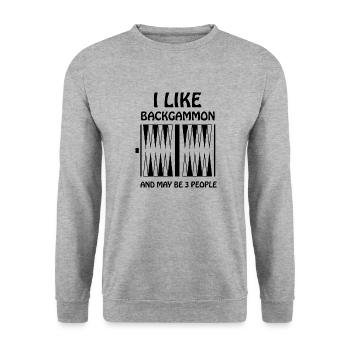 Boardgame Chess Backgammon Game Night - Unisex Sweatshirt - salt & pepper - Front - Alina (178cm) & Michal (187cm)