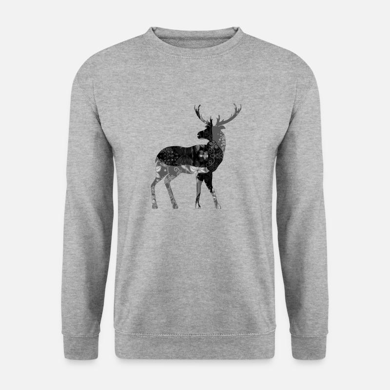 Hirsch - Unisex Pullover - Weißgrau meliert